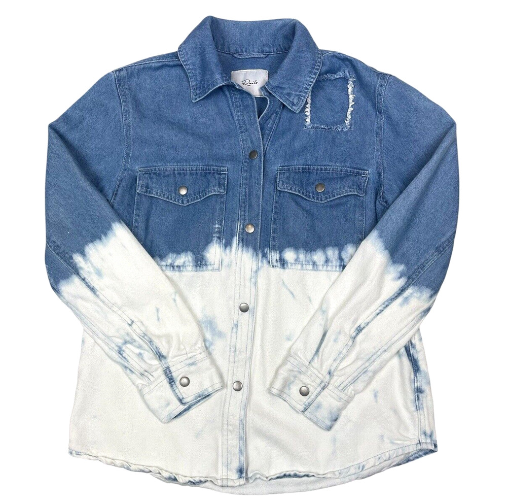 RAILS Turner Denim Shacket Women's XS Bleached Distressed 90s Style Grunge